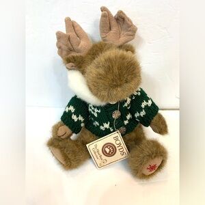 Boyds Bear 12" Spruce McMoose Moose w/ Plush Green Sweater Embroidered Sweater